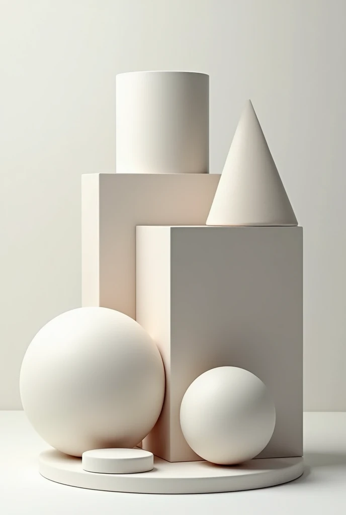 Geometry figures(cylinder, cube, pyramid and sphere), in a single drawing