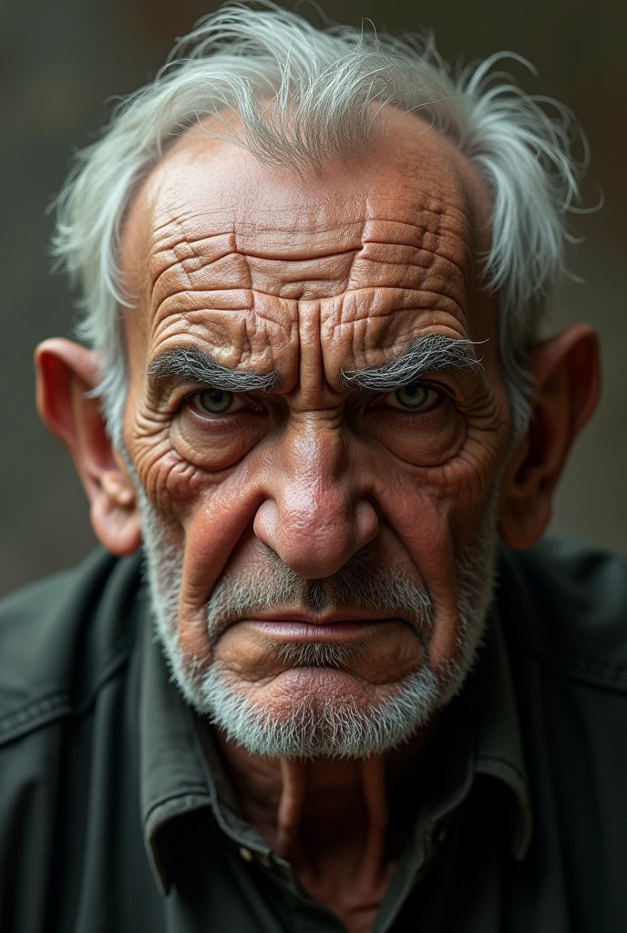 old man with a frowning face