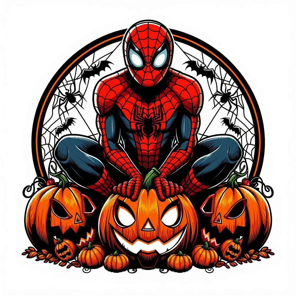 Spider - Man halloween sublimation, vector art, ArtStation 4K, cg arte
