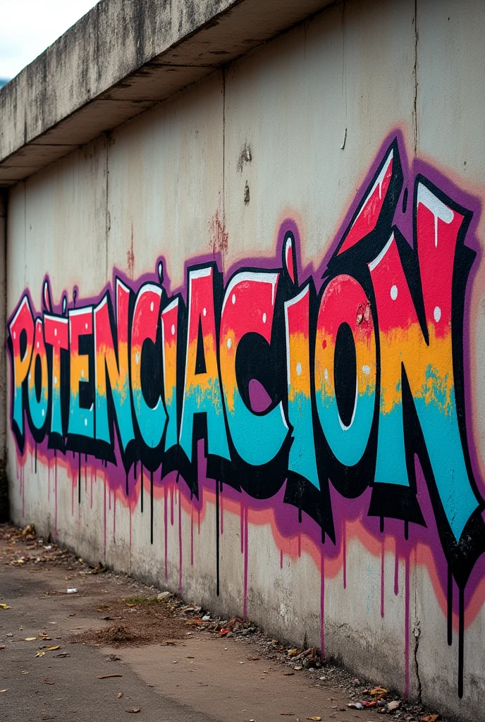Make a graffiti with the word POTENCIACION in Spanish in a straight line
