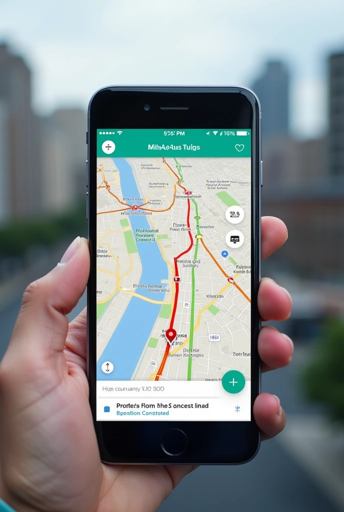 A smartphone showing a map with a bus route