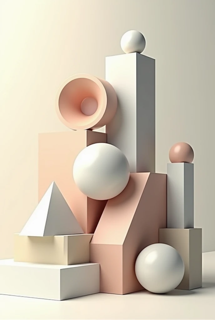 Geometry figures(cylinder, cube, pyramid and sphere), in a single drawing 