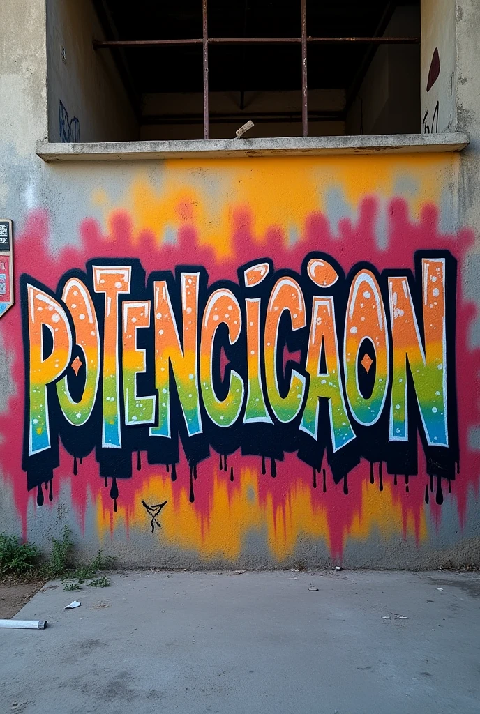 Make a graffiti with the word POTENCIACION in Spanish in a straight line 