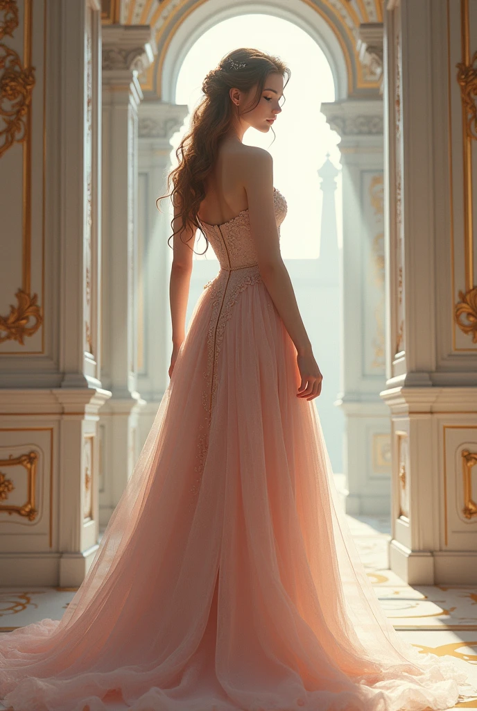 Versailles-inspired blush with delicate details
