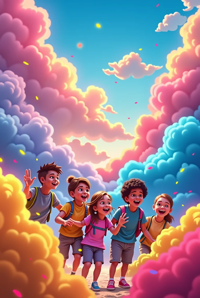 colored clouds, Theme for music videos , where it has lots of colors and the image has the name Cantacantacolored clouds and has lots of happy children