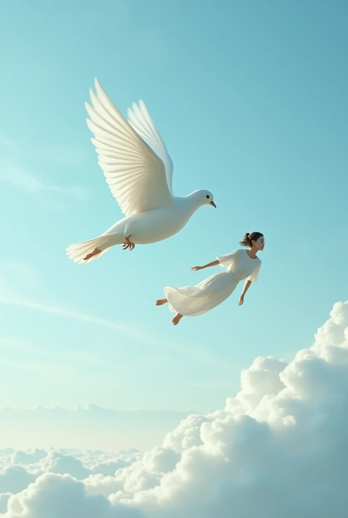 I fly in the sky with a turtledove bird
