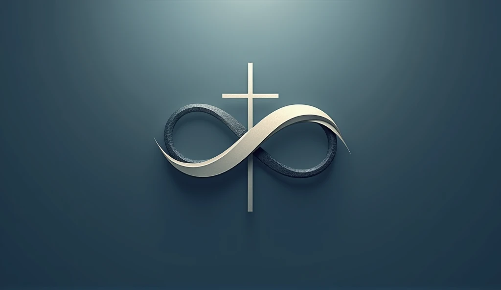 /design a logo that embodies the concepts of faith and eternity. The logo should feature a minimalistic infinity symbol at the center, with a transparent cross subtly overlaying it. The infinity symbol should have smooth, continuous lines, and the overall design should be modern, clean, and suitable for a logo. Background can be a solid color or gradient that complements the theme.