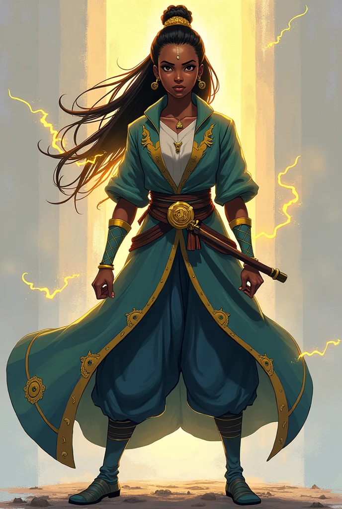 Korra, full body,  the leagend of korra,  digital art,  dark-skinned_female,  yellow hair,  avatar, 