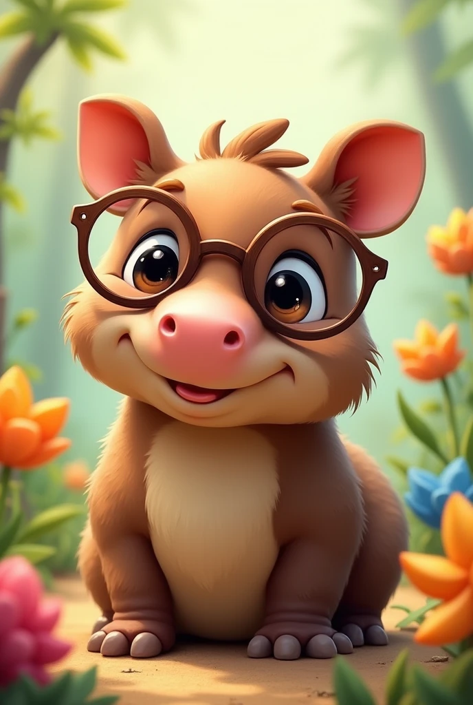create a baby tapir that wears glasses for children
