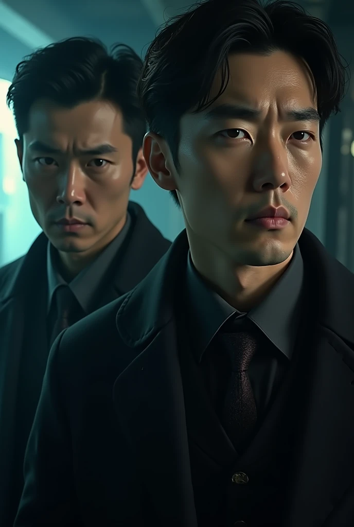 Men, 2, korean, detective, stern face