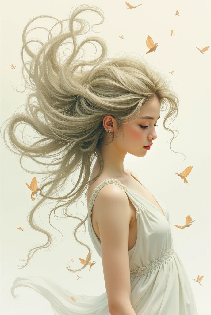 Use this same generated image, but instead of a perfume, put a drawing related to hair.