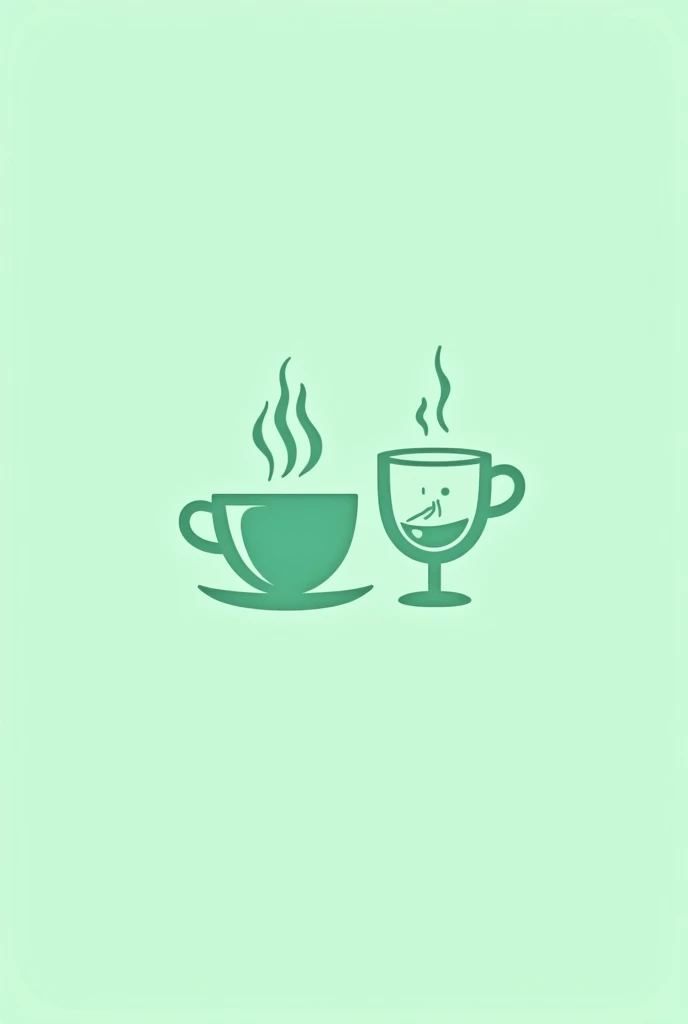 Create a logo for a business called “Between cups and glasses” with turquoise green, Verde pastel, that has a cup and a glass clinking in it.