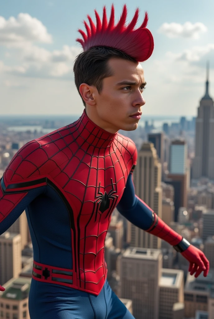 Tom Holland with his cock in the air in his Spiderman suit