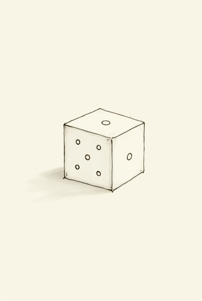 create a drawing of a die in a very minimalist drawing style