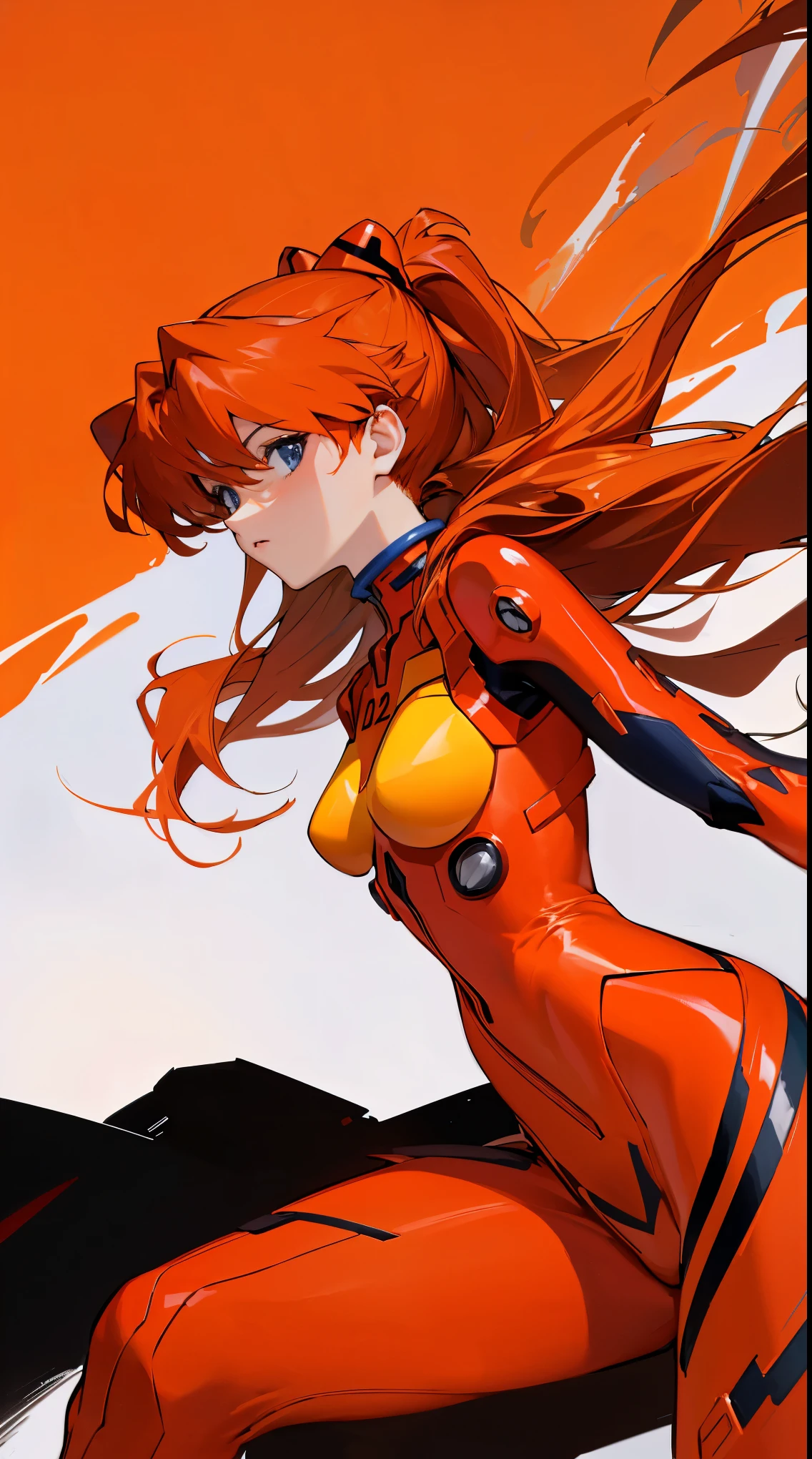 (tmasterpiece, quality, Best quality at best, offcial art, Beautiful and beautiful:1.2)Soryu Asuka Langley, Long orange hair，Shin Evangelion，tightsuit