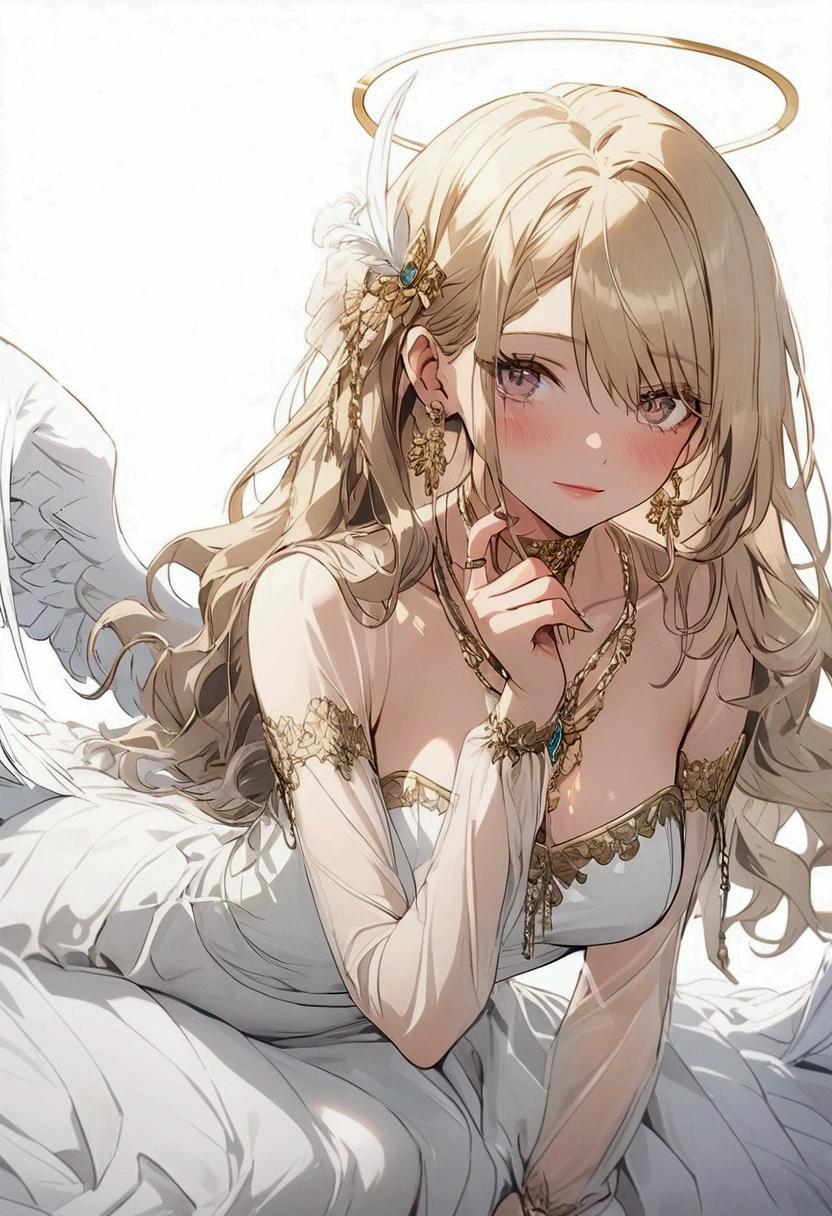 Woman with feathers in the air waiting for an open pussy penis