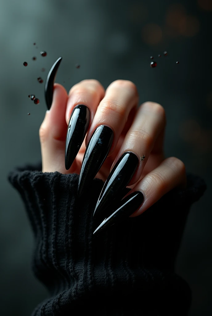 glossy XL stiletto nails that are venomous