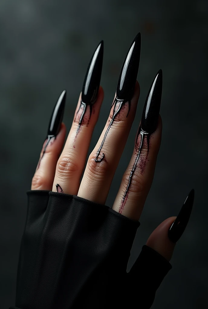 glossy XL stiletto nails that are venomous