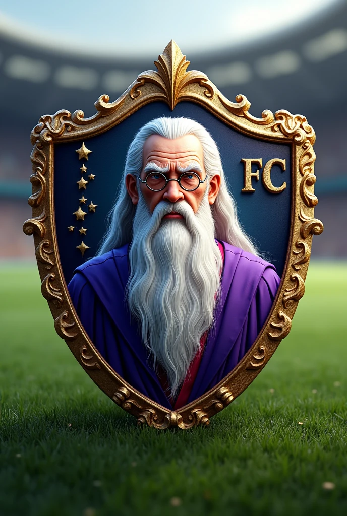 Create a football shield saying Cutia FC with a Wizard Dumbledore