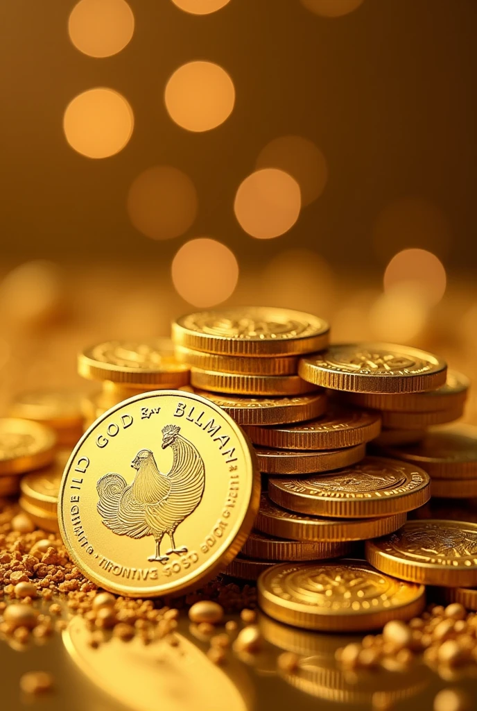Pile of gold, Gold coins, ((chicken)), Gold coins이 하늘에서 쏟아진다. Dazzling golden, golden light, The Golden Box, Gold Coin,