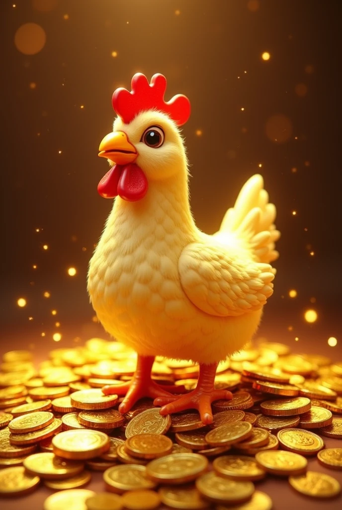 Pile of gold, Gold coins, ((chicken)), Gold coins이 하늘에서 쏟아진다. Dazzling golden, golden light, The Golden Box, Gold Coin, 