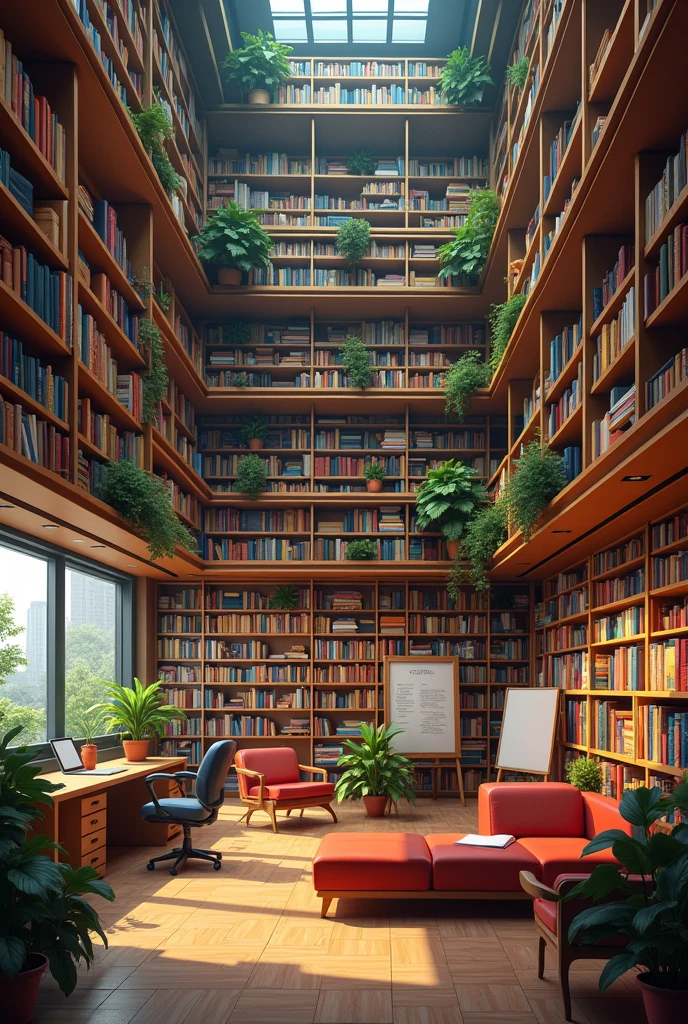 Company with name "library" with books, lively
