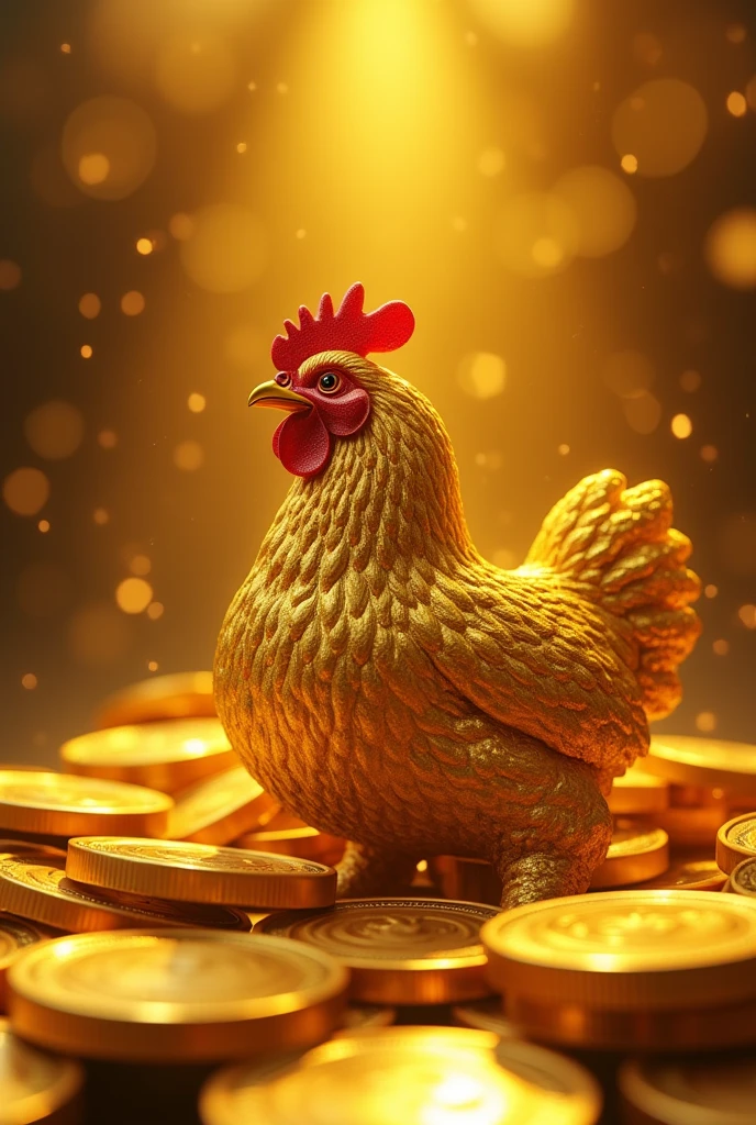 Pile of gold, Gold coins, ((chicken)), Gold coins이 하늘에서 쏟아진다. Dazzling golden, golden light, The Golden Box, Gold Coin, 