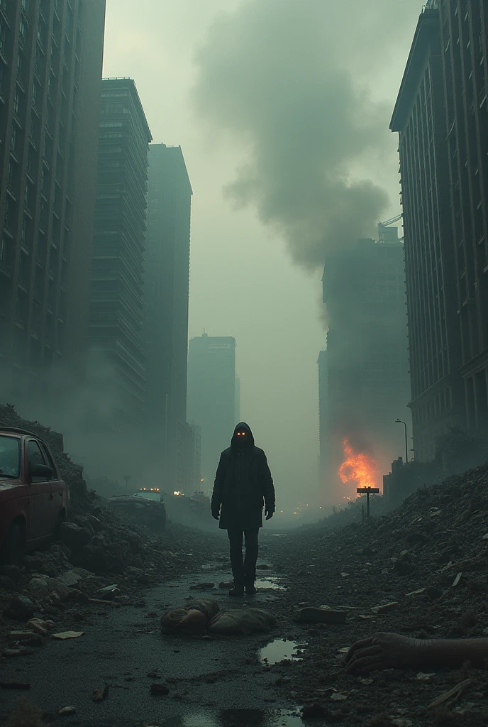 create a terrifying apocalyptic scenario of destruction