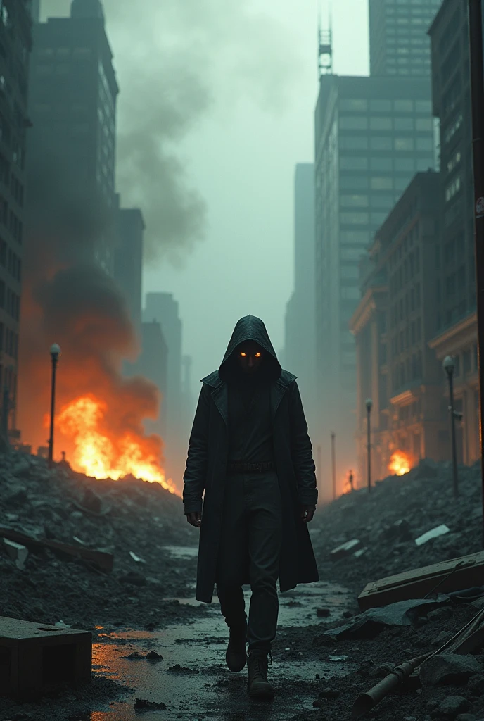 create a terrifying apocalyptic scenario of destruction