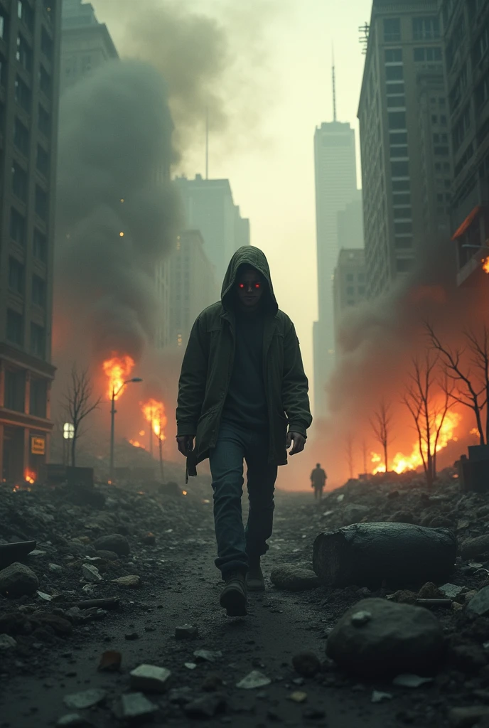 create a terrifying apocalyptic scenario of destruction