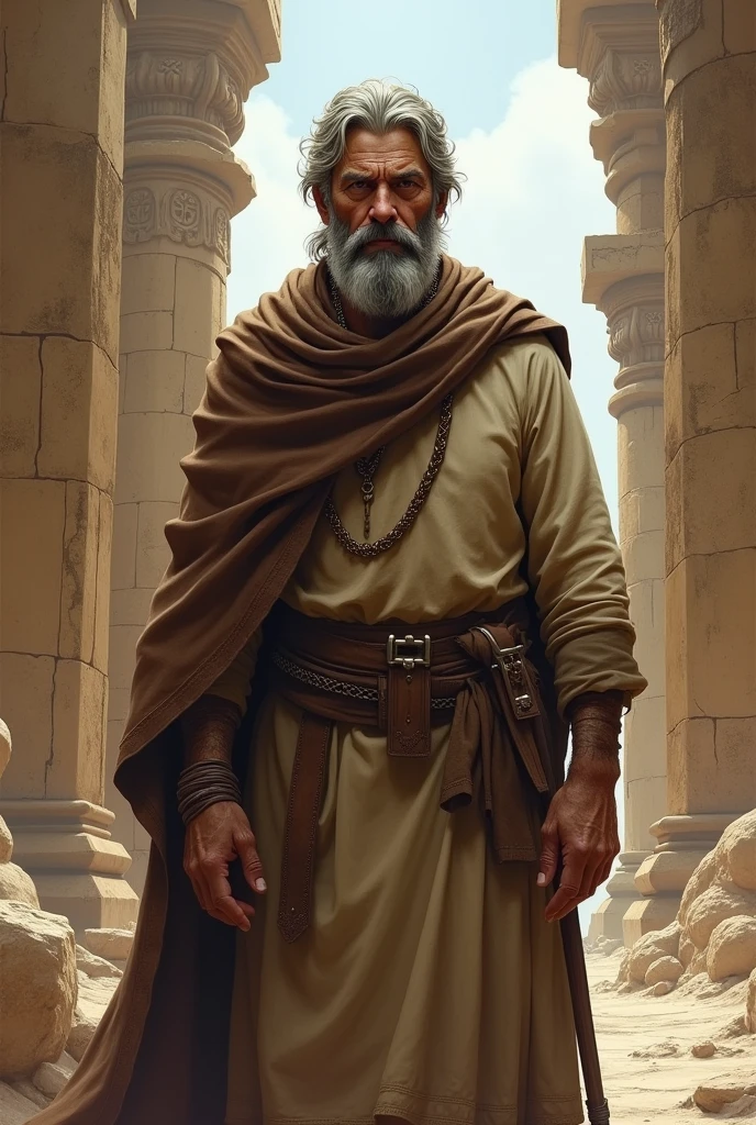 30 year old brown man in brown shepherd&#39;s clothing in an ancient era