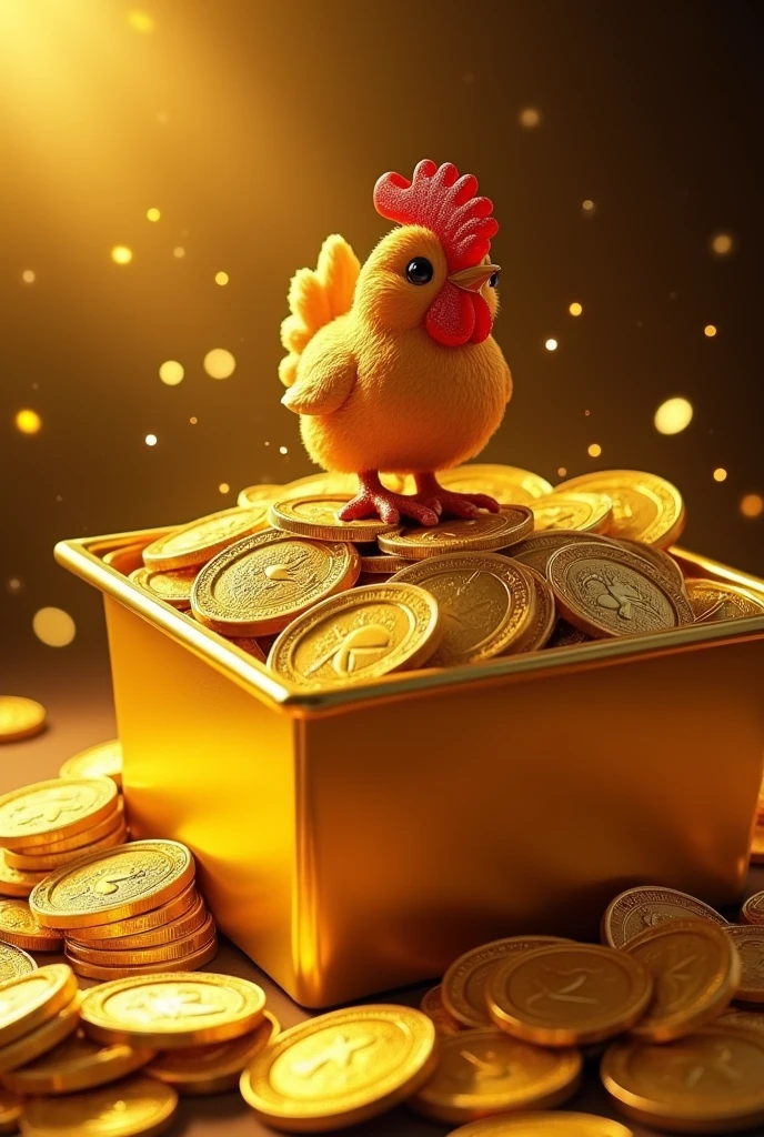 Pile of gold, Gold coins, ((chicken)), Gold coins이 하늘에서 쏟아진다. Dazzling golden, golden light, The Golden Box, Gold Coin, 