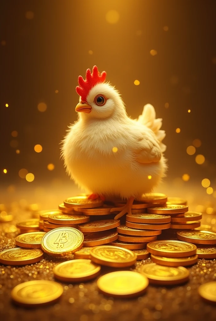 Pile of gold, Gold coins, ((chicken)), Gold coins이 하늘에서 쏟아진다. Dazzling golden, golden light, The Golden Box, Gold Coin,