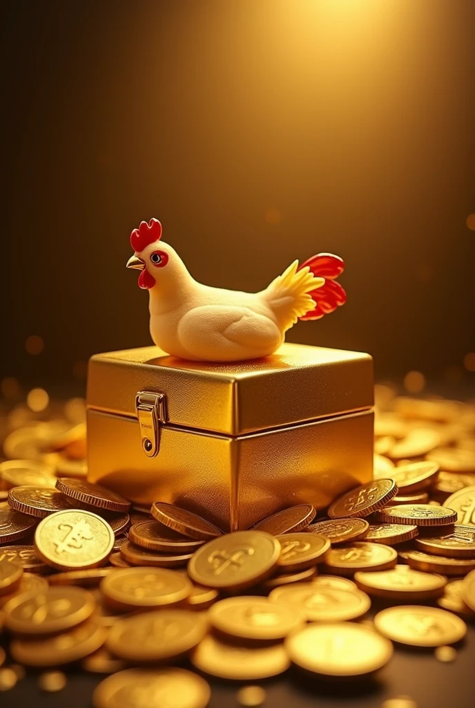 Pile of gold, Gold coins, ((chicken)), Gold coins이 하늘에서 쏟아진다. Dazzling golden, golden light, The Golden Box, Gold Coin, 