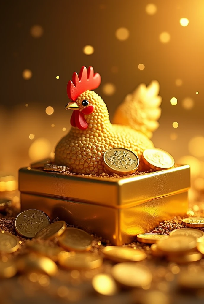 Pile of gold, Gold coins, ((chicken)), Gold coins이 하늘에서 쏟아진다. Dazzling golden, golden light, The Golden Box, Gold Coin,