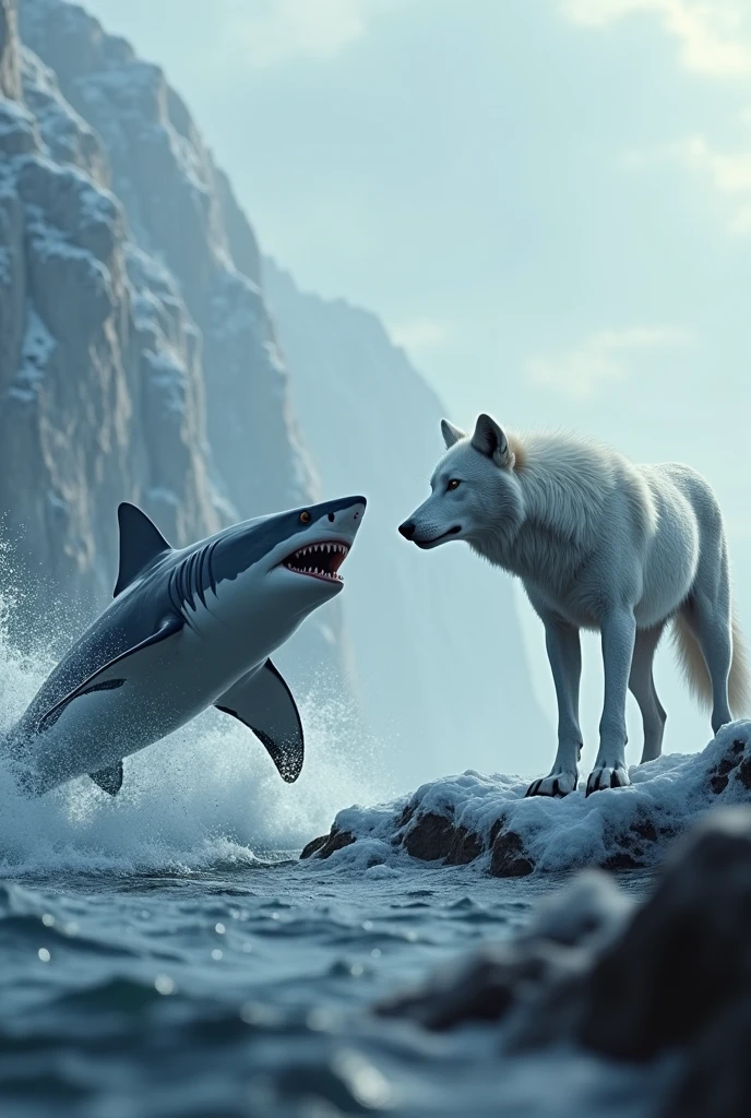 Shark fish and white wolf