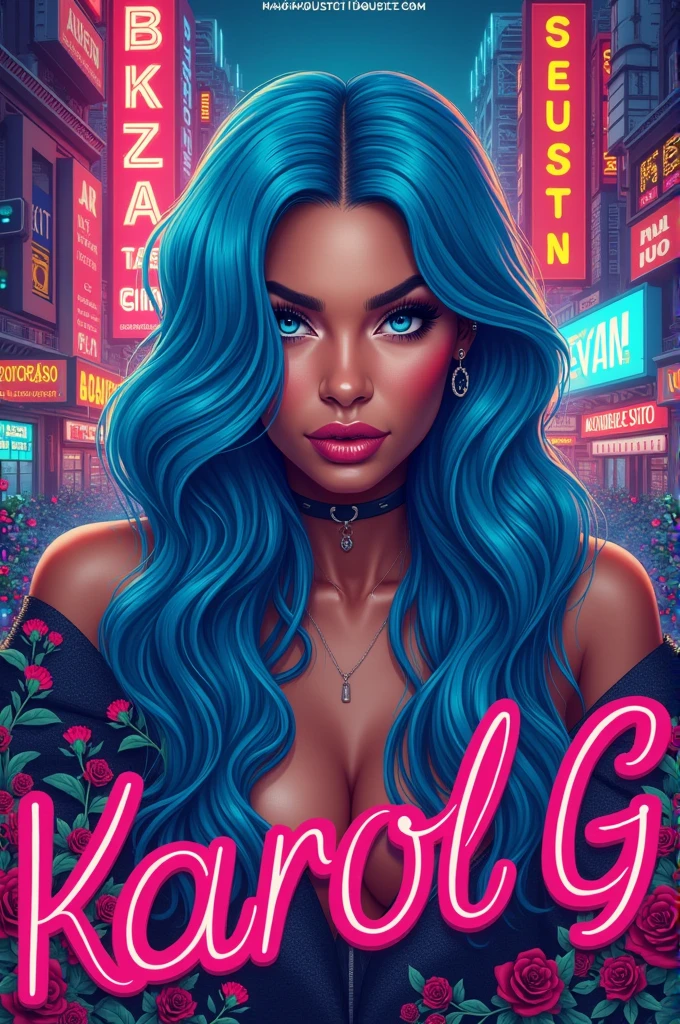 Create me an invitation with a theme of the singer Karol G