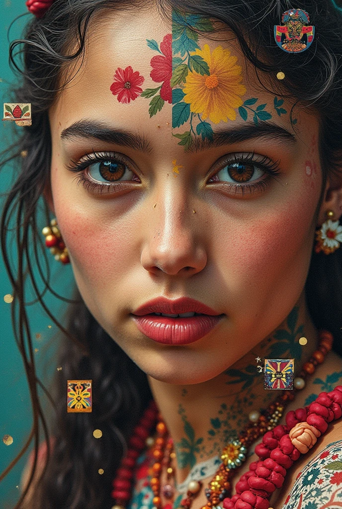 Collage of the Mexican Republic with photos of inhabitants of each region