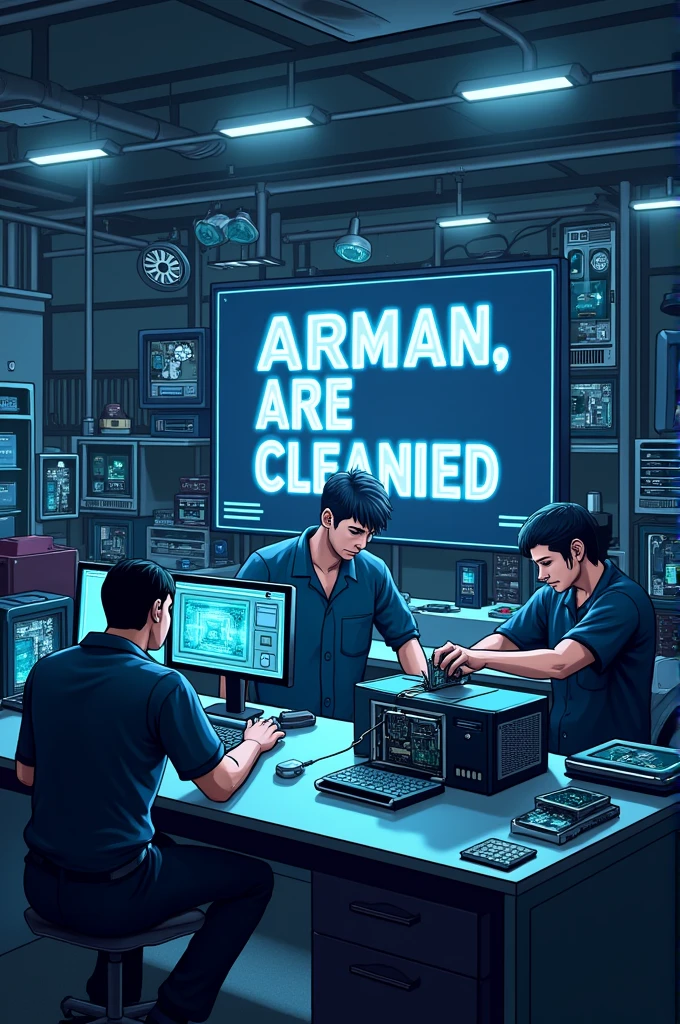 Create a PC gamer image that says "se arman, are cleaned, Both normal and gaming PCs are checked and repaired."