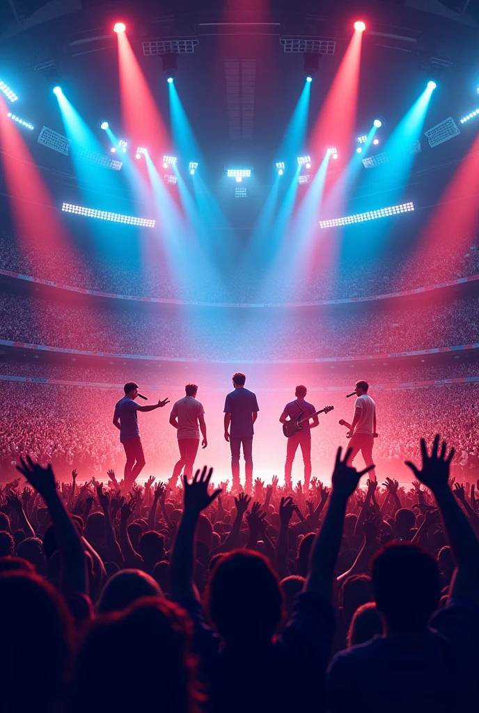 Cover for my notebook with a musical group singing in a football stadium 
