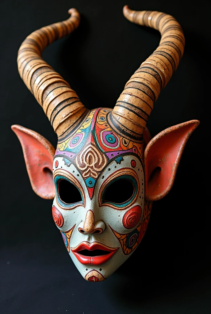A female version of a mask based on the Diablada of Puno , in Peru .
That has horns , Don&#39;t lose the essence, that was fertilized , that it be the whole mask, not just that it covers the eyes but everything, That it is not just red but that you combine everything beautifully 