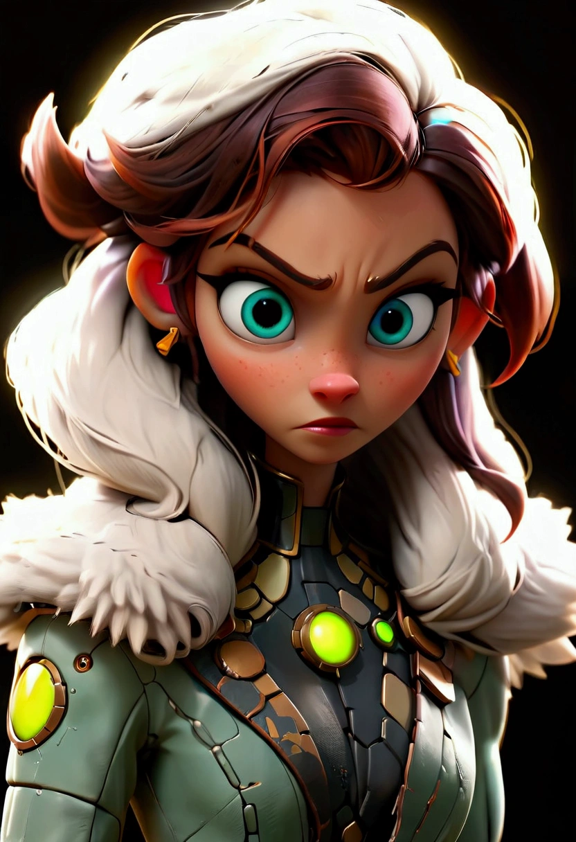 1girl, (solo), best quality, intricate details, sci-fi, (biopunk), (green whites of eyes, blue iris, compound eyes, narrow pupils, bright pupils, wide eyes, radioactive), parted mouth, nose , lips, ((wire, segmented tube, machines)), neon, purple, red, (black furry), furry female, animal ear fluff, cyborg, black fur, silhouette, nude, nipple