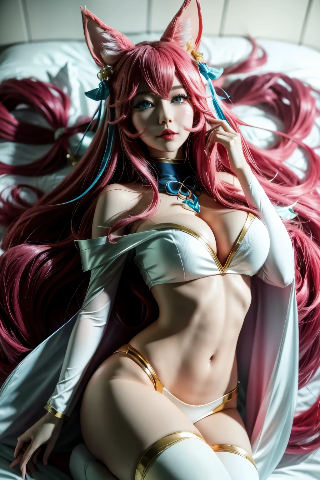 Ahri league of legends, ahri spiritual blossom, happy look, perfectbody, face detailed, high resolution, super detaill, 8k, Overview,