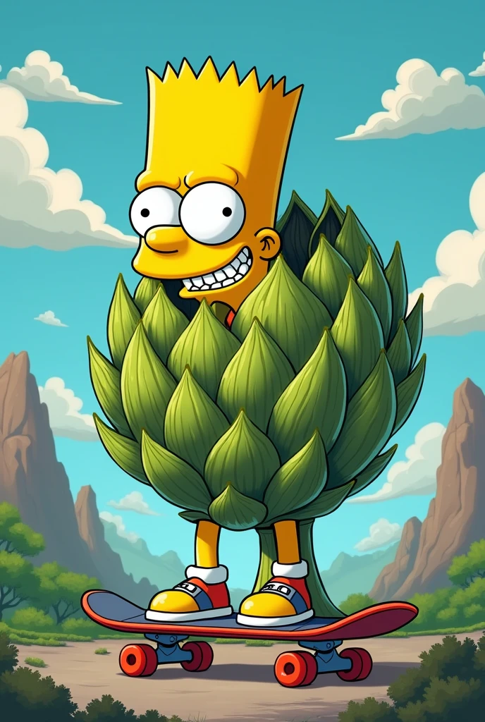 An artichoke combined with Bart Simpson