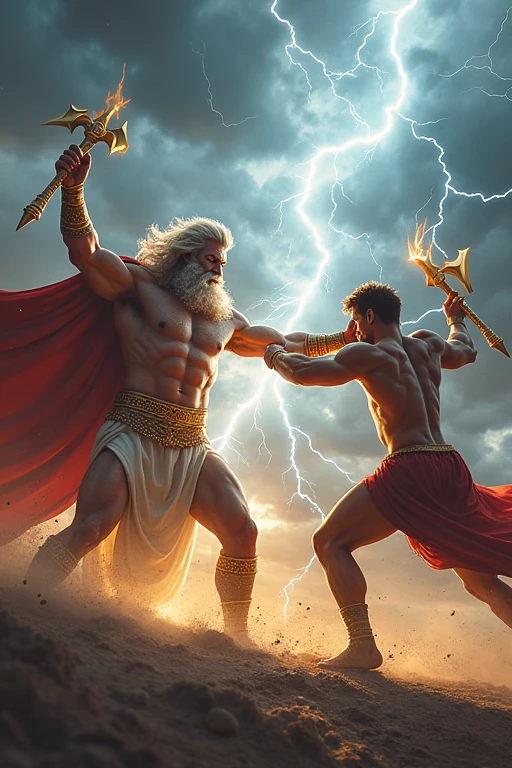 悪役のゼウスと勇者ヘラクレスのバトル
武器は⚡の形