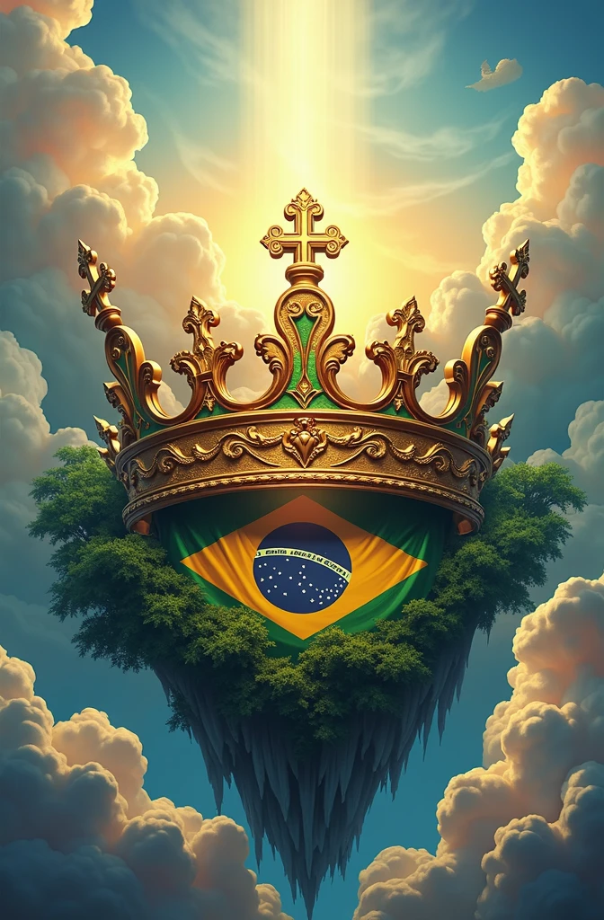 A logo image for my TIK TOK profile, my channel name is "The kingdom" and this image must contain characteristics of the kingdom of heaven and also characteristics of patriotism towards Brazil 