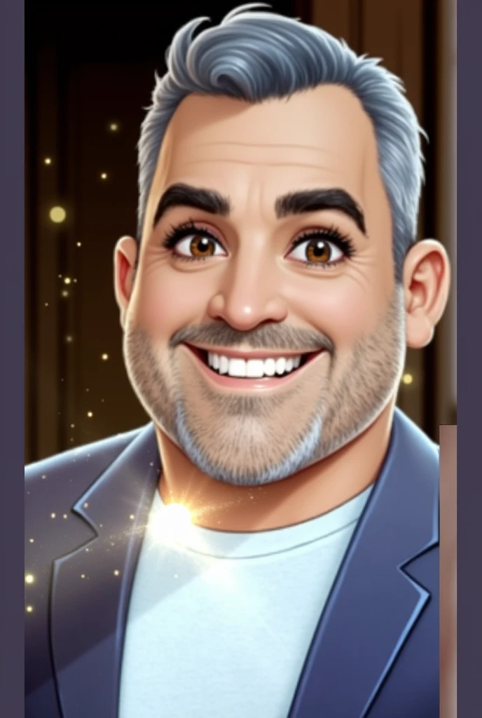 Use the man in the inspiration image, insert a woman into the scene, his wife and 3 children, everyone smiling like a happy family, use a house and trees as a background, create image in Disney character style