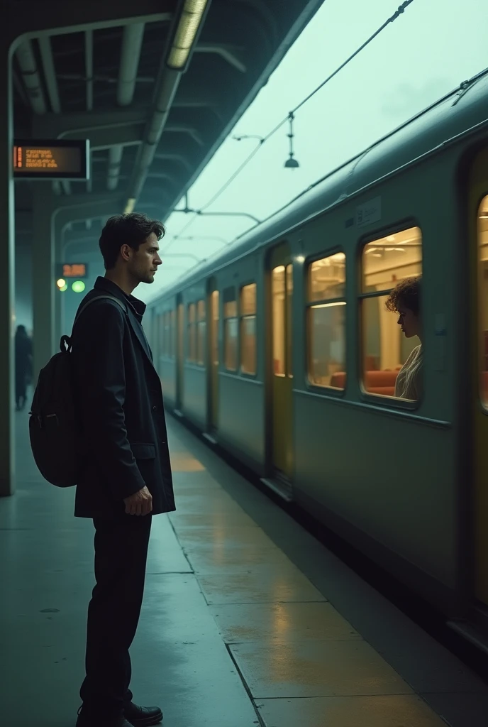 Tu m'as abandonné sur le quai sans regarder derrière toi tu sais que je t'aime moi un homme sur le quai et la femme qui part dans le train qui regarde par la fenêtre au loin