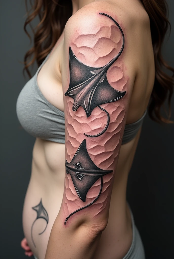A tattoo of rays on top of stretch marks
