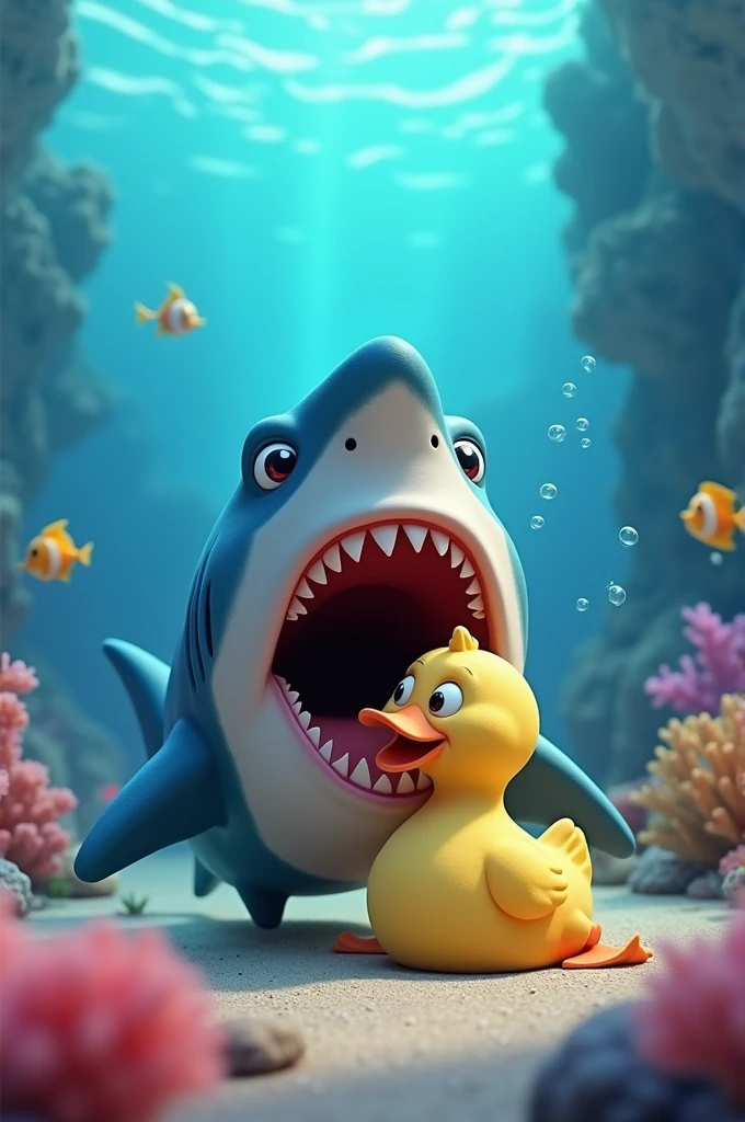 Shark eating a duck pixar